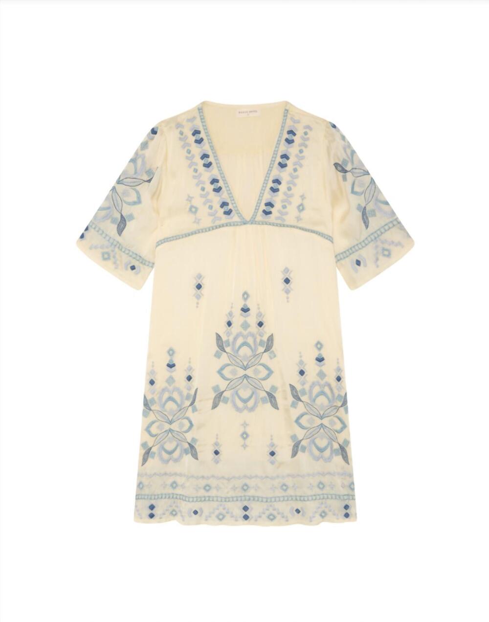 NEW MAISON HOTEL women's v-neck short dress in off white